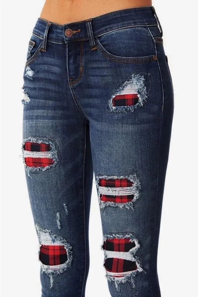Skinny Denim Pencil Pants - Leopard Print