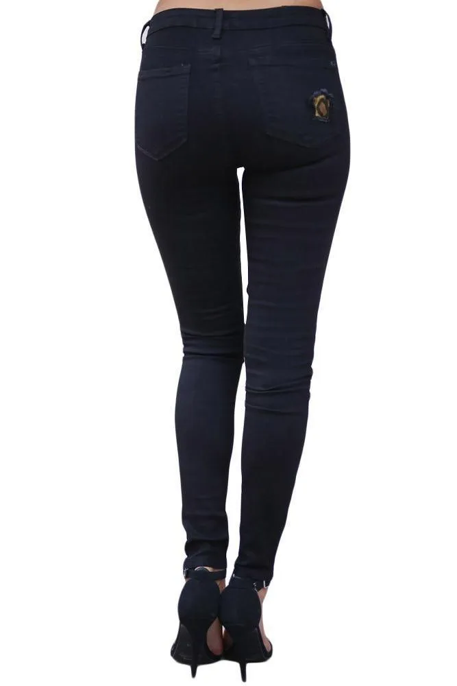 Skinny Denim Pencil Pants - Leopard Print