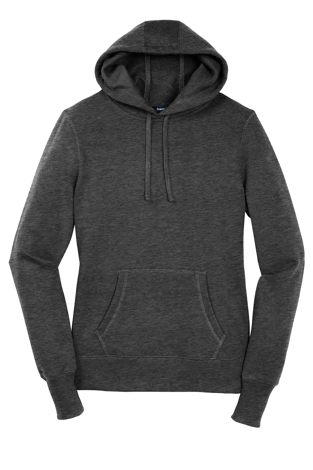 Sport-Tek Womens Shrink Resistant Fleece Hooded Sweatshirt Hoodie w/ Pouch Pocket - Heather Graphite Grey