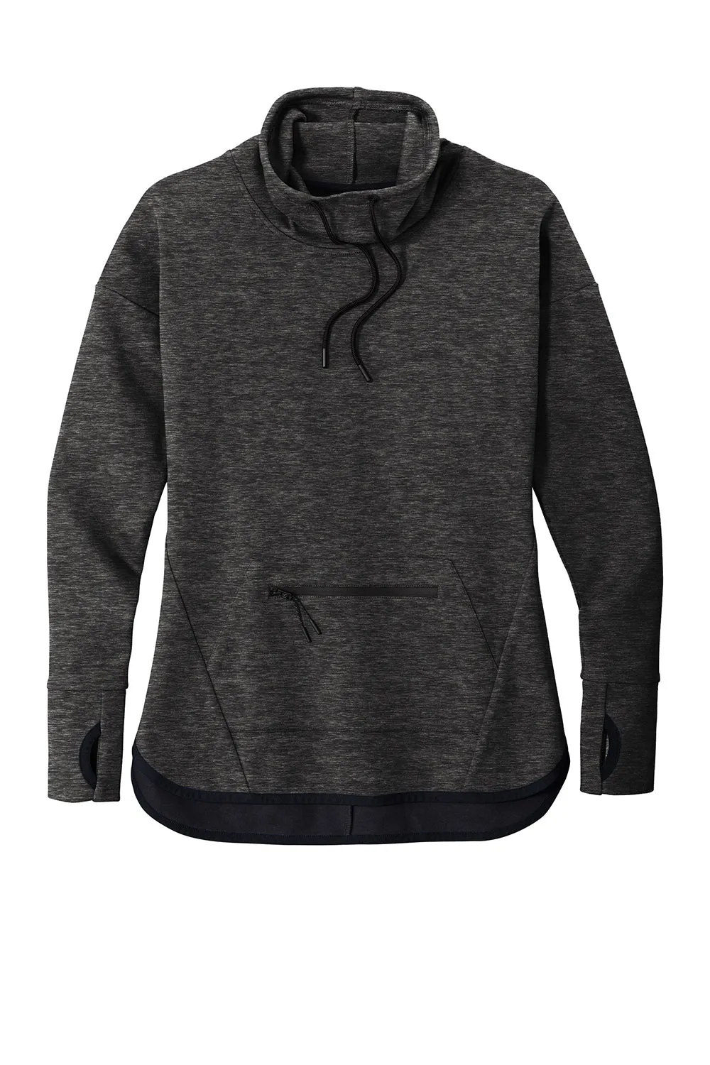 Sport-Tek Womens Triumph Fleece Cowl Neck Sweatshirt w/ Pocket - Heather Black