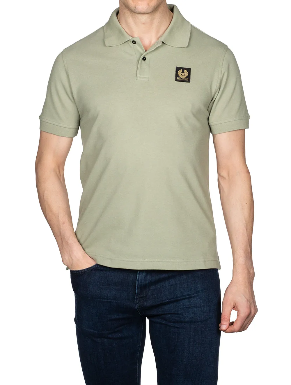 S/S Polo With Patch Green