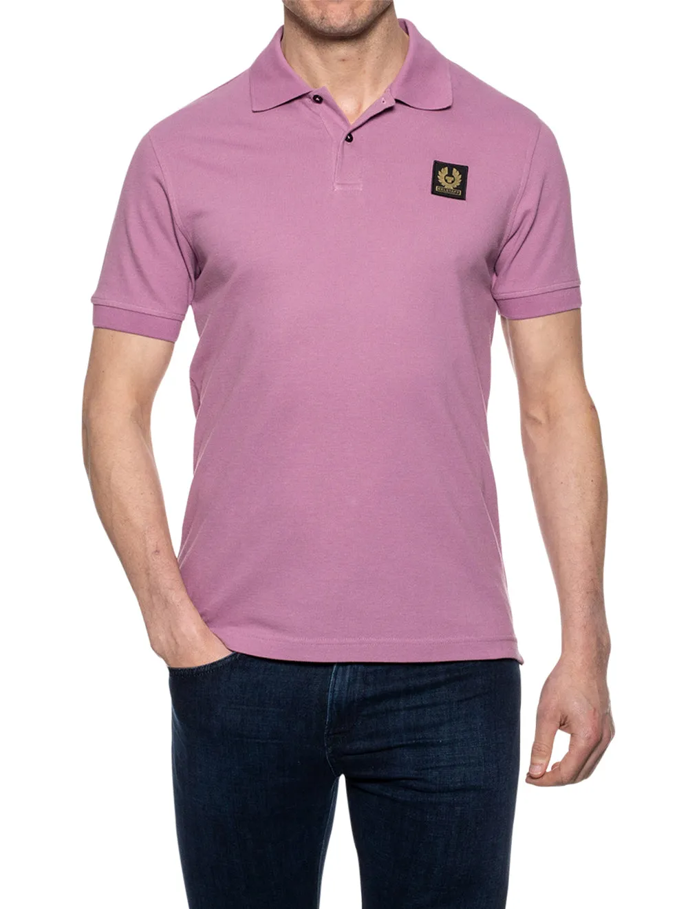 S/S Polo With Patch Lavender