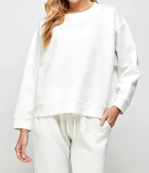 Textured Sweatshirt Top In White