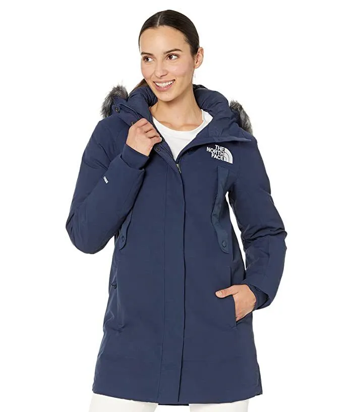 The North Face Outerboroughs NF0A4R3J8K2 Women Navy Full Zip Parka Jacket APP458 (Blue,Regular,M)