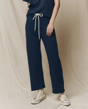 The Wide Leg Cropped Sweatpant. -- True Navy