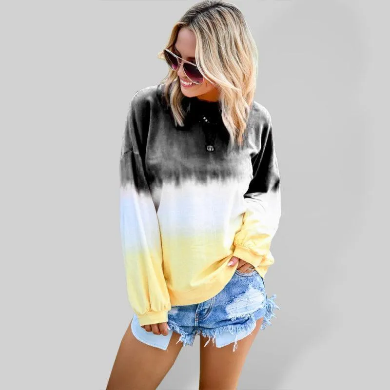 Tie Dye Gradient Print Women Sweatshirt