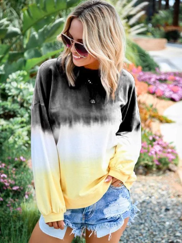 Tie Dye Gradient Print Women Sweatshirt