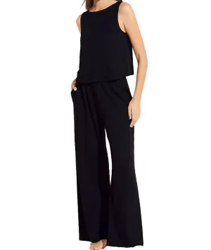 Women Boat Neck Crop Tank Top In Black