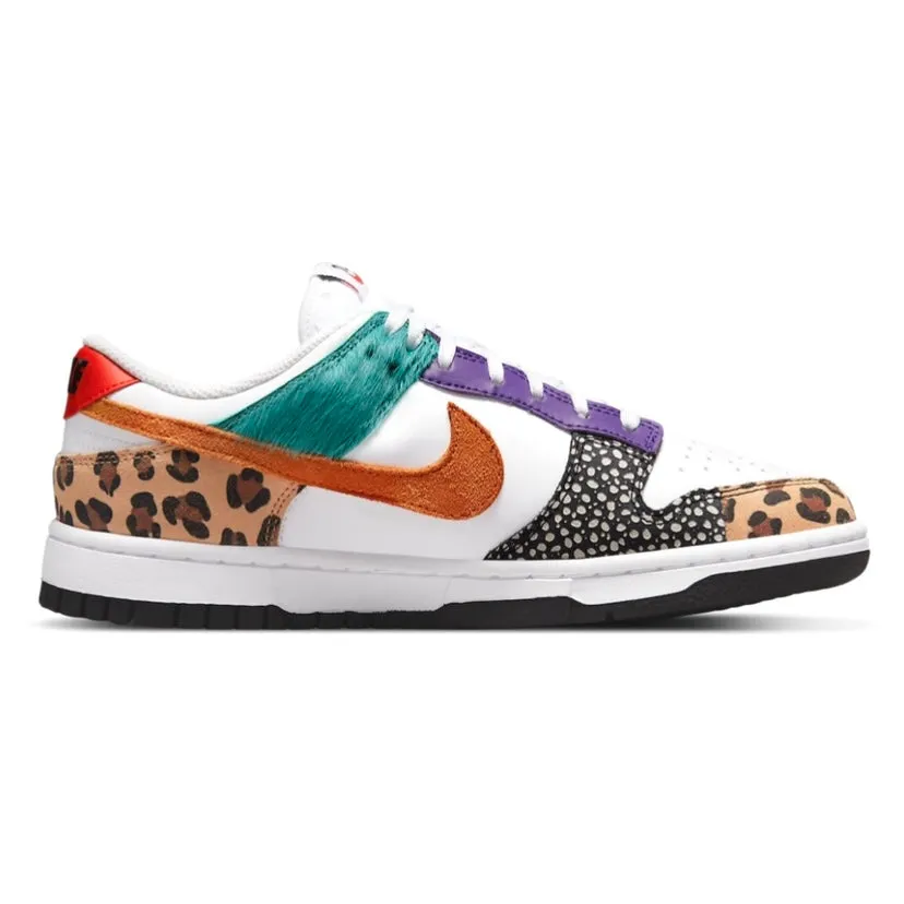 Women's Dunk Low SE Safari Animal Print White Light Curry Washed Teal Nike Dunk