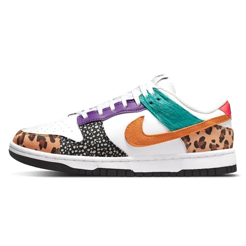 Women's Dunk Low SE Safari Animal Print White Light Curry Washed Teal Nike Dunk