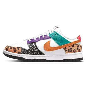 Women's Dunk Low SE Safari Animal Print White Light Curry Washed Teal Nike Dunk