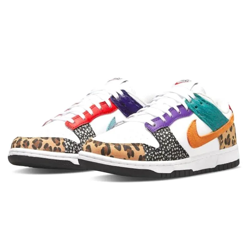 Women's Dunk Low SE Safari Animal Print White Light Curry Washed Teal Nike Dunk
