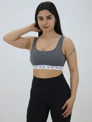 Women's Elastic Waistband Sports Bra,Grey