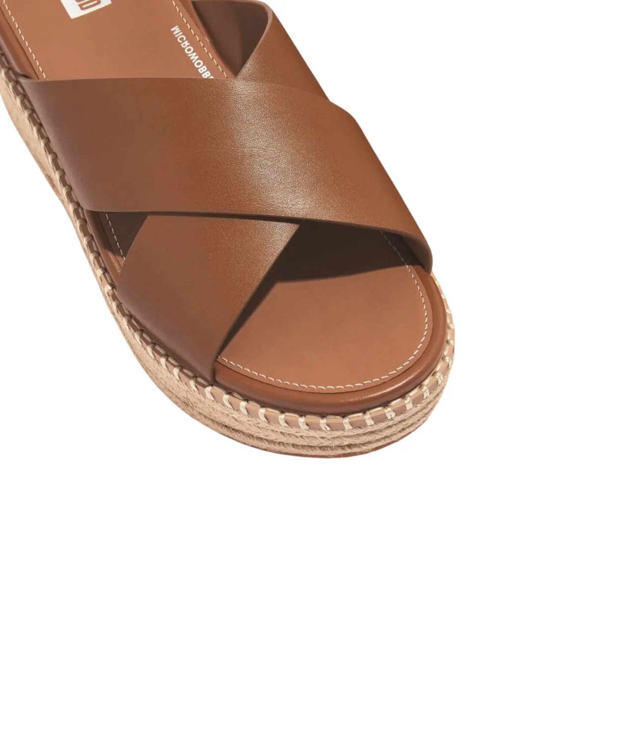 Womens Fitflop Shoes FitFlop Eloise Espadrille Leather Wedge Cross Slide Light Tan