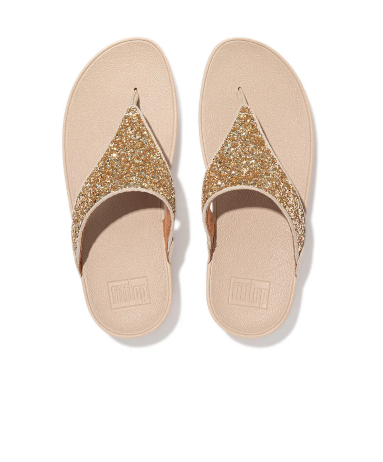 Womens Fitflop Shoes FitFlop Lulu Glitter Toe Post Sandals Gold