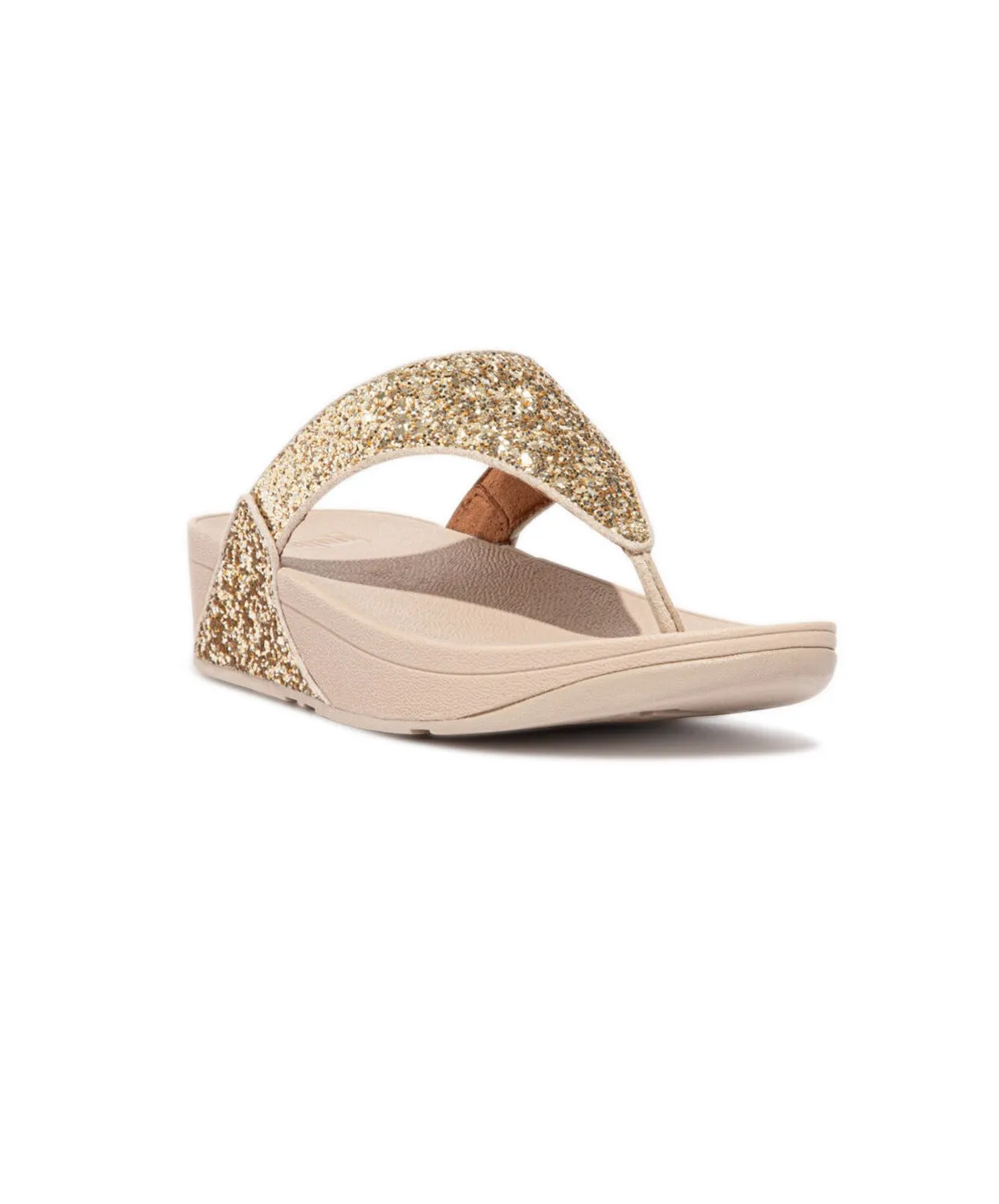 Womens Fitflop Shoes FitFlop Lulu Glitter Toe Post Sandals Gold