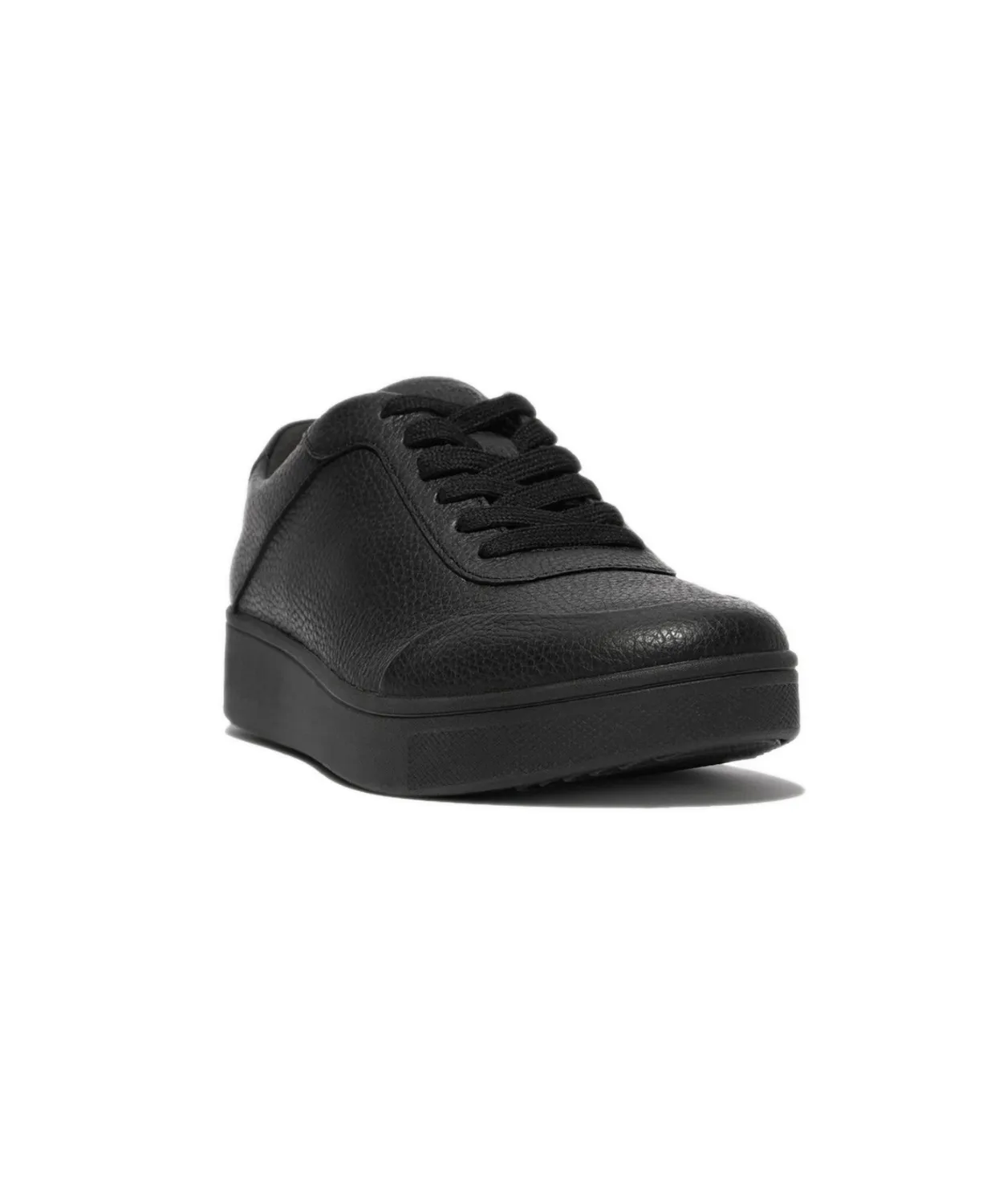 Womens Fitflop Shoes FitFlop Rally Tumbled-Leather Sneakers Black