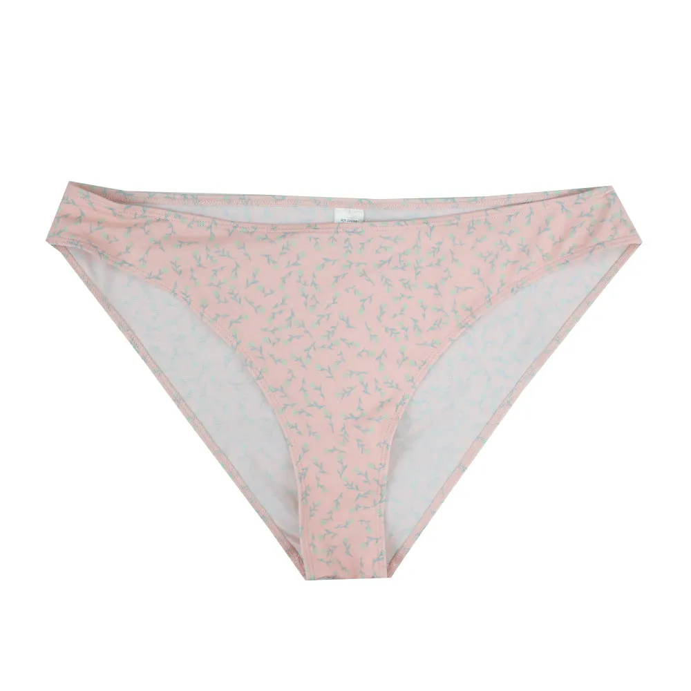 Women's Floral Print Bikini Bottom,Light Pink