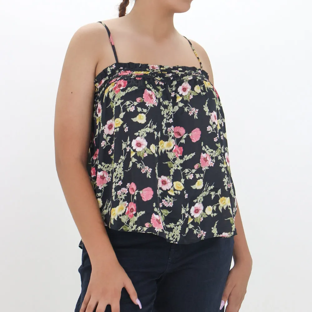 Women's Floral Print Top,Black