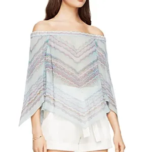 Women's Printed Chiffon Top,Aqua