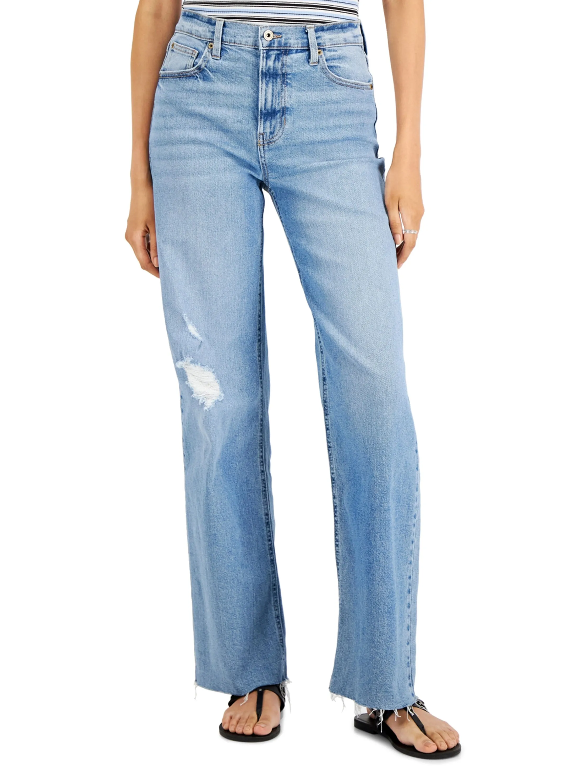 Women's Ripped Washed Jeans,Light Blue