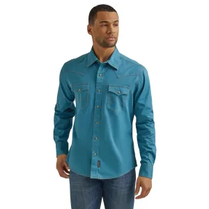 Wrangler Retro Premium Long Sleeve Shirt in Turquoise Wrangler Clothing