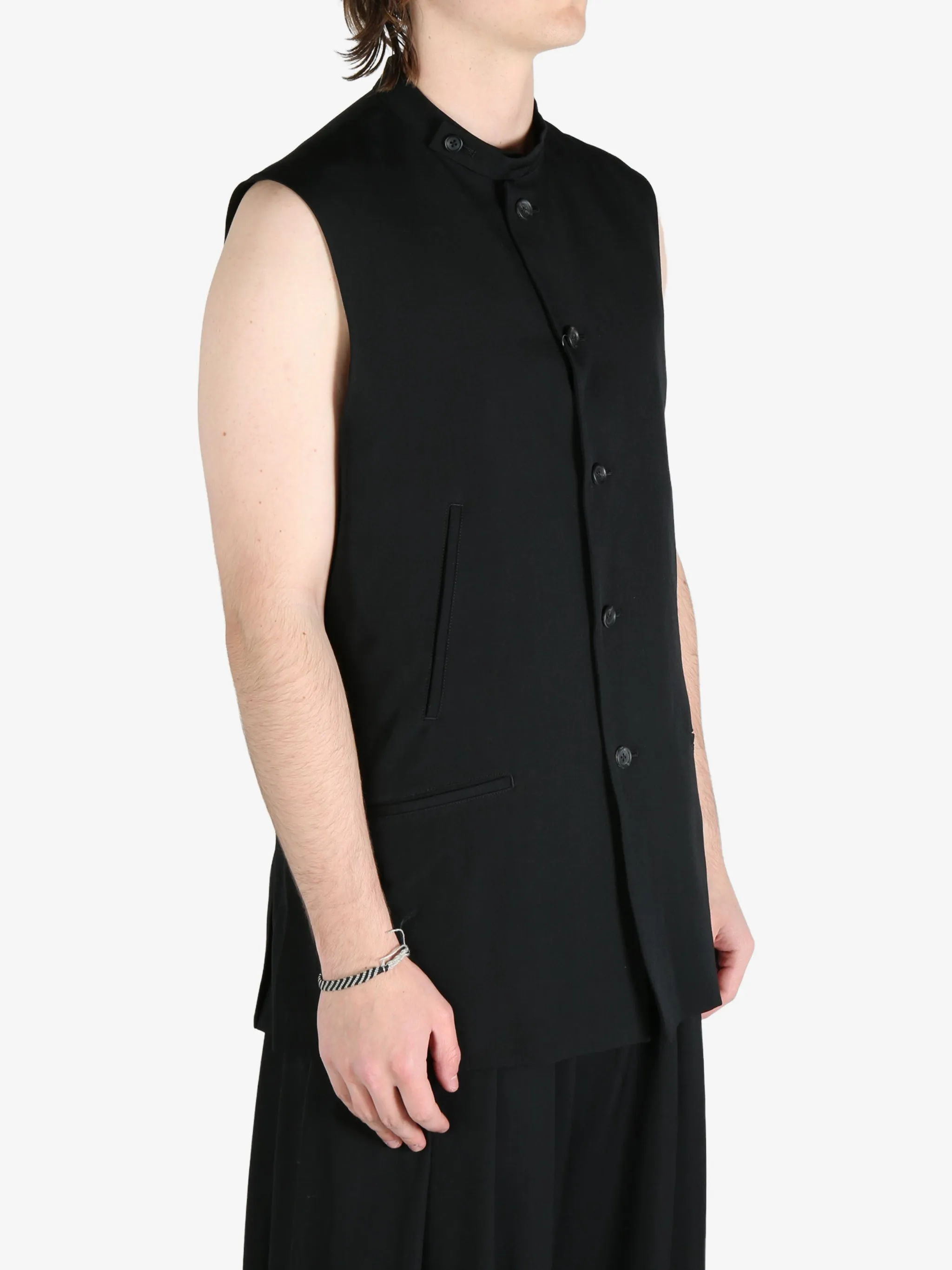YOHJI YAMAMOTO POUR HOMME - Men Stand Collar Vest Clothing_yohji-yamamoto