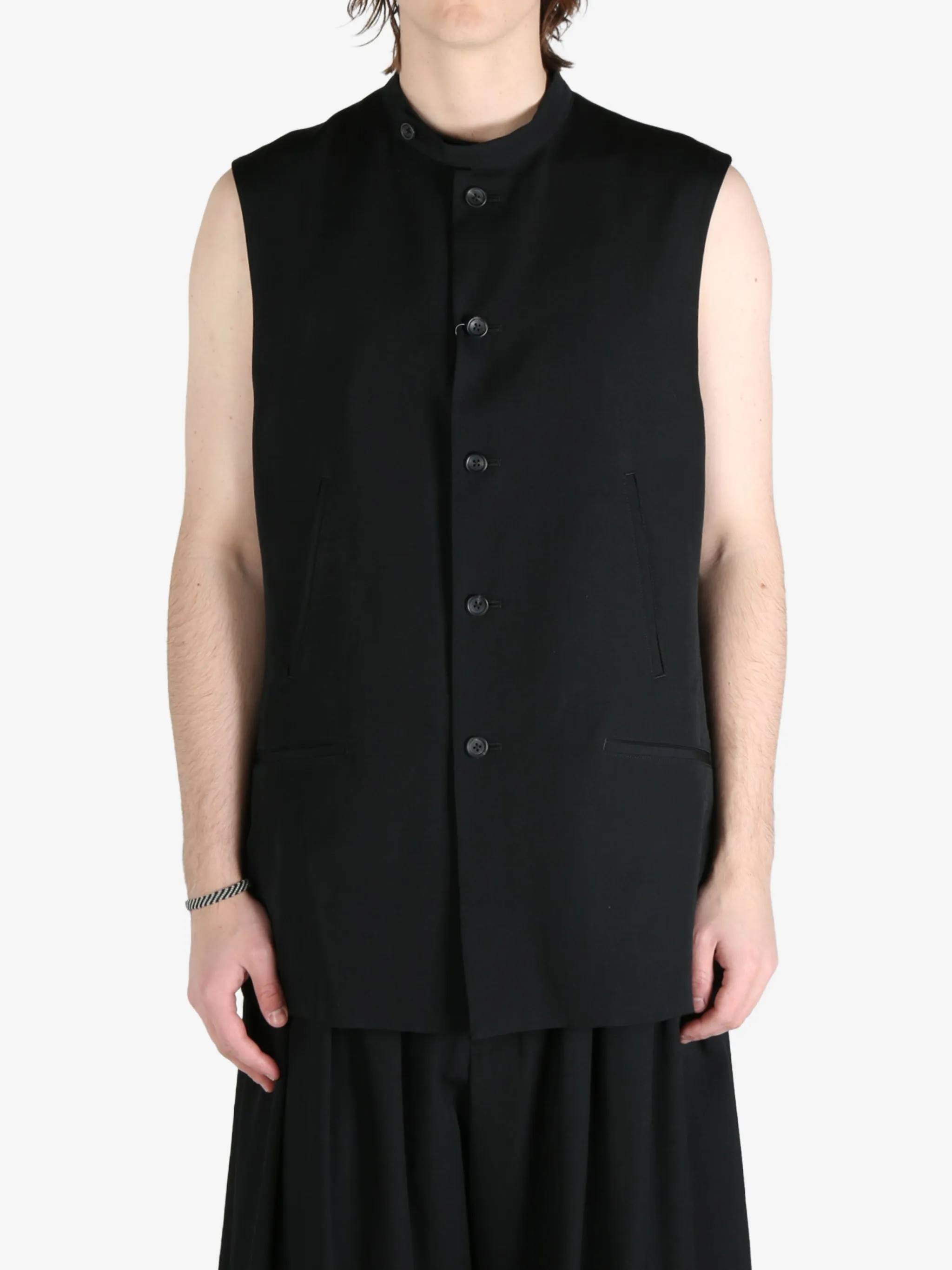 YOHJI YAMAMOTO POUR HOMME - Men Stand Collar Vest Clothing_yohji-yamamoto