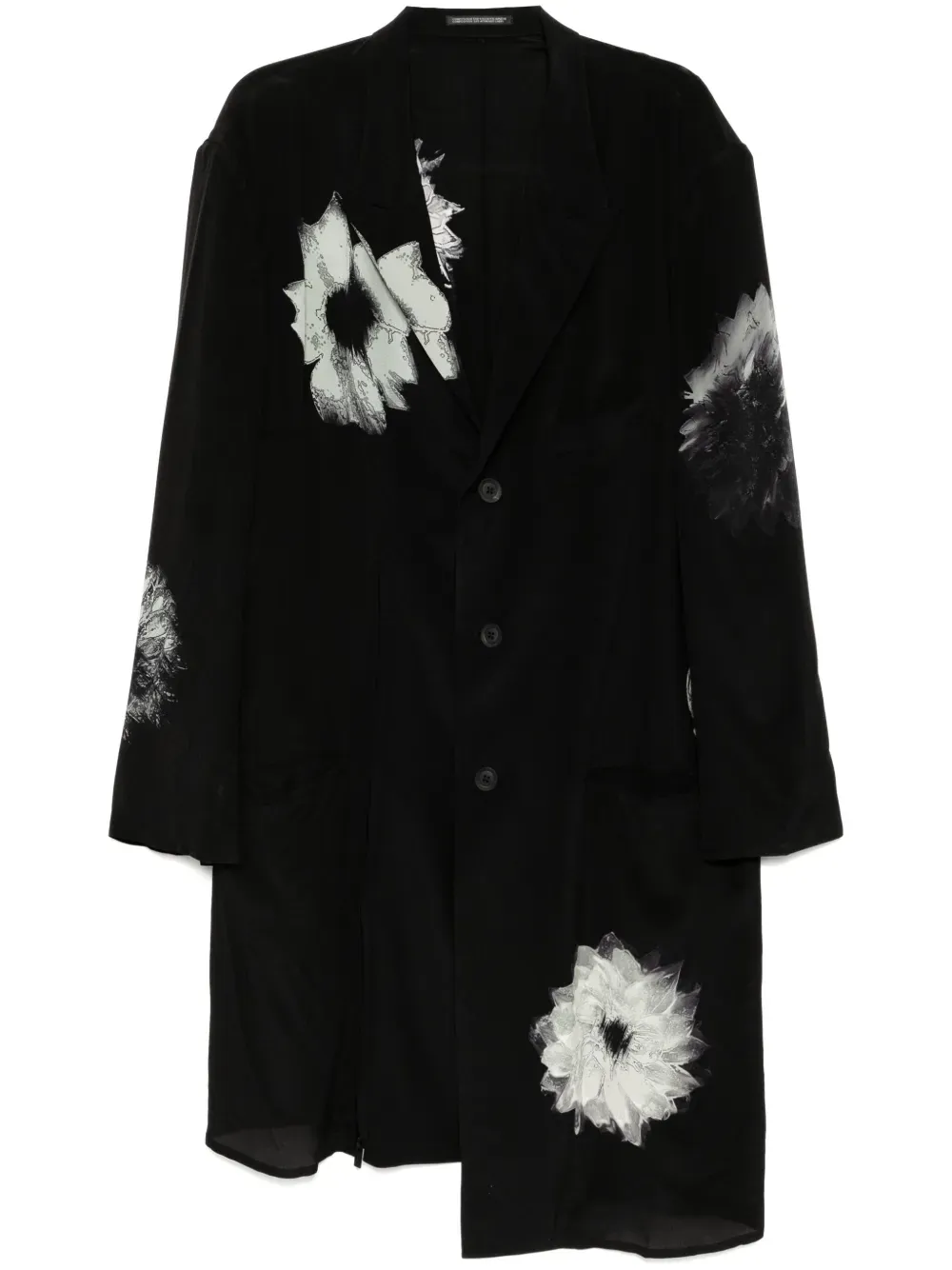 YOHJI YAMAMOTO POUR HOMME - Men White Flower Print Slit Jacket Clothing_yohji-yamamoto