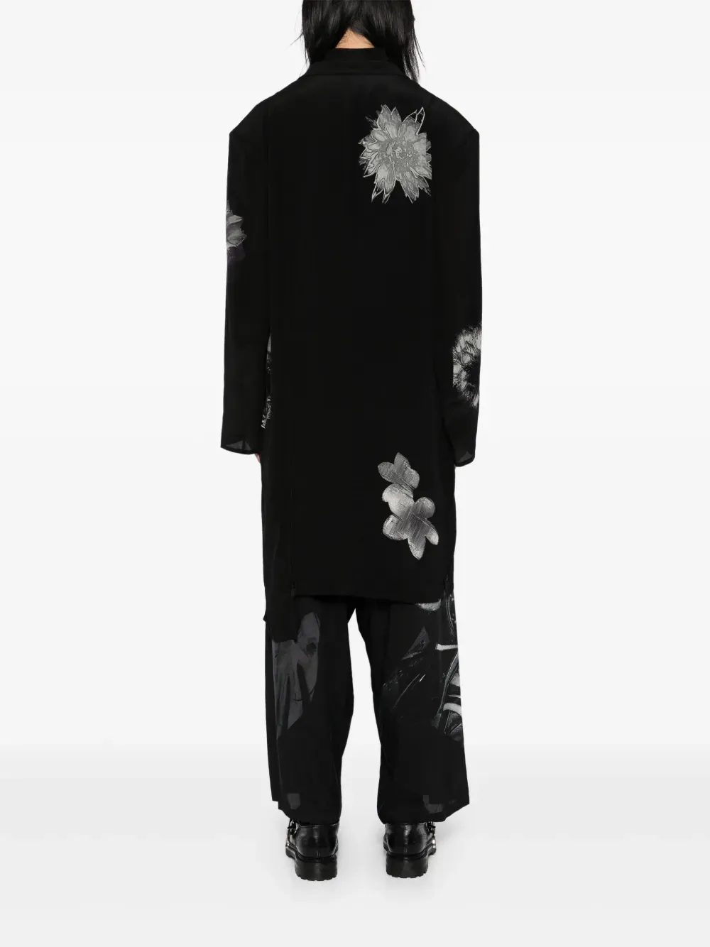 YOHJI YAMAMOTO POUR HOMME - Men White Flower Print Slit Jacket Clothing_yohji-yamamoto